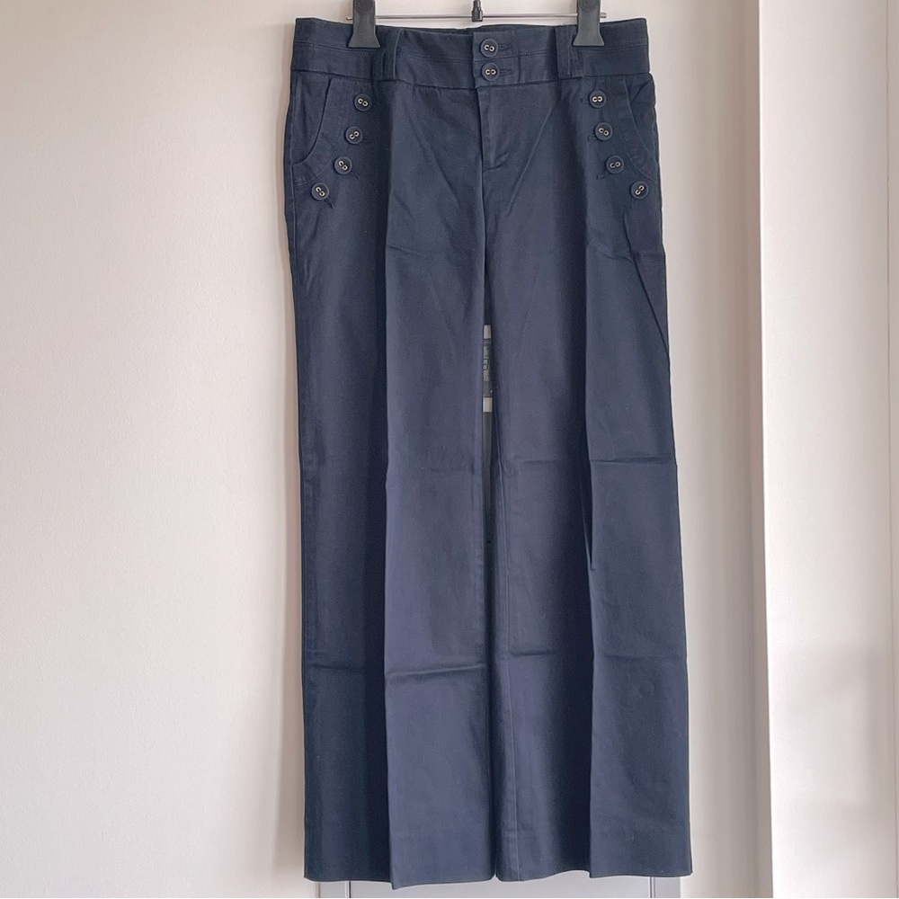 ANTHROPOLOGIE CARTONNIER Navy Sailor Wide Leg Pants